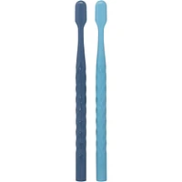 Brilliance Premium Whitening Toothbrush with Plaque Eraser, Medium, Sky Blue and Gray, 2 Count