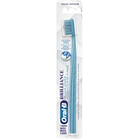 Brilliance Premium Whitening Toothbrush with Plaque Eraser, Medium, Sky Blue and Gray, 2 Count