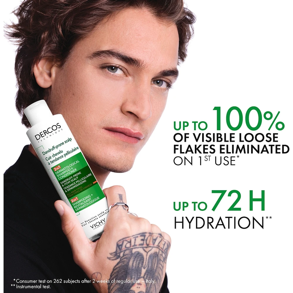 Vichy Dercos 2-in-1 Shampoo + Conditioner with Hyaluronic Acid for Dandruff-Prone Scalp