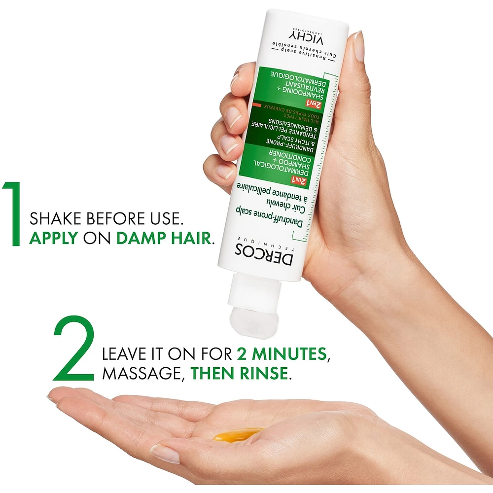 Vichy Dercos 2-in-1 Shampoo + Conditioner with Hyaluronic Acid for Dandruff-Prone Scalp