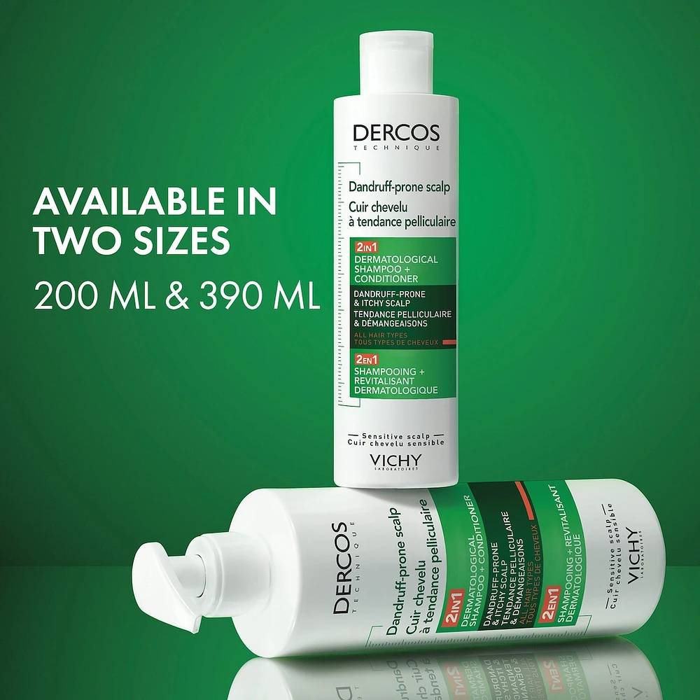 Vichy Dercos 2-in-1 Shampoo + Conditioner with Hyaluronic Acid for Dandruff-Prone Scalp