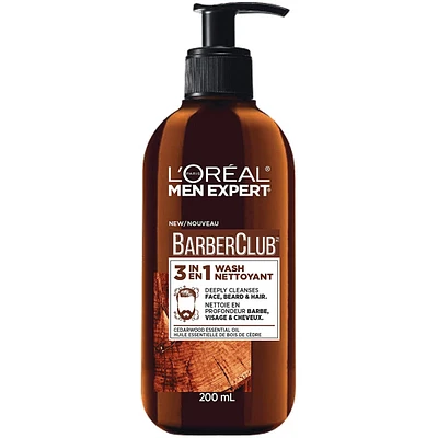 Nettoyant 3 en 1 pour la barbe, cheveux et visage, pour hommes avec barbe Barberclub