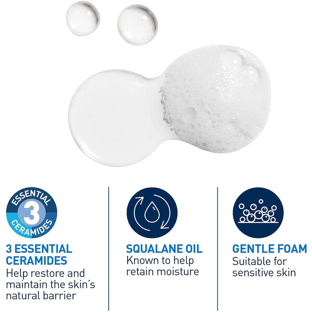 CeraVe Hydrating Foaming Oil Cleanser | Face & Body Wash with Squalane Oil, Hyaluronic Acid and Ceramides | For Dry to Very Dry Skin | 355 mL