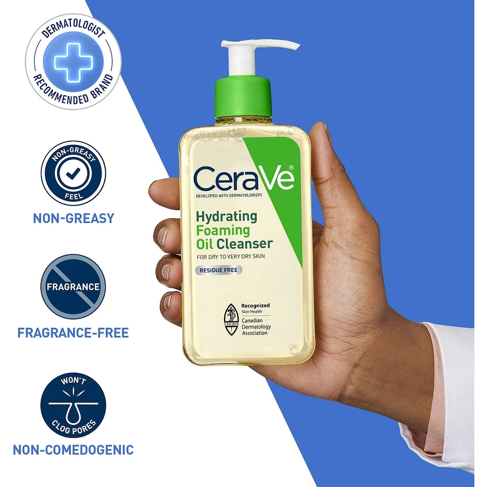 CeraVe Hydrating Foaming Oil Cleanser | Face & Body Wash with Squalane Oil, Hyaluronic Acid and Ceramides | For Dry to Very Dry Skin | 355 mL
