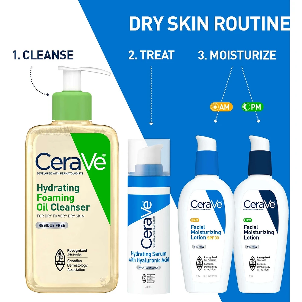 CeraVe Hydrating Foaming Oil Cleanser | Face & Body Wash with Squalane Oil, Hyaluronic Acid and Ceramides | For Dry to Very Dry Skin | 355 mL