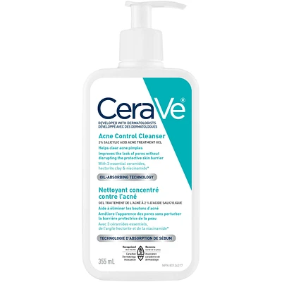 Nettoyant concentré contre l'acné CeraVe | Nettoyant visage à 2% d'acide salicylique avec argile purifiante pour peaux grasses et points noirs | Sans parfum