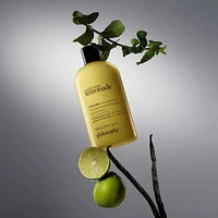 raspberry sorbet shampoo, shower gel & bubble bath for women, cleanses, conditions, softens skin & hair