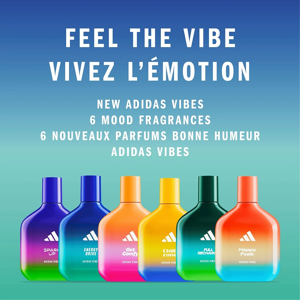 Eau de Parfum unisexe adidas Vibes Spark Up, énergisante et stimulante, parfum longue tenue, Orange Douce et Poivre Noir