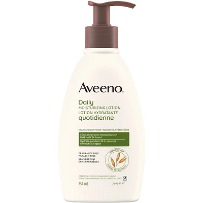 Daily Moisturizing Lotion, Dry Skin, Non-Comedogenic, Prebiotic Oat, Daily Moisturizer, Fragrance Free, 354mL