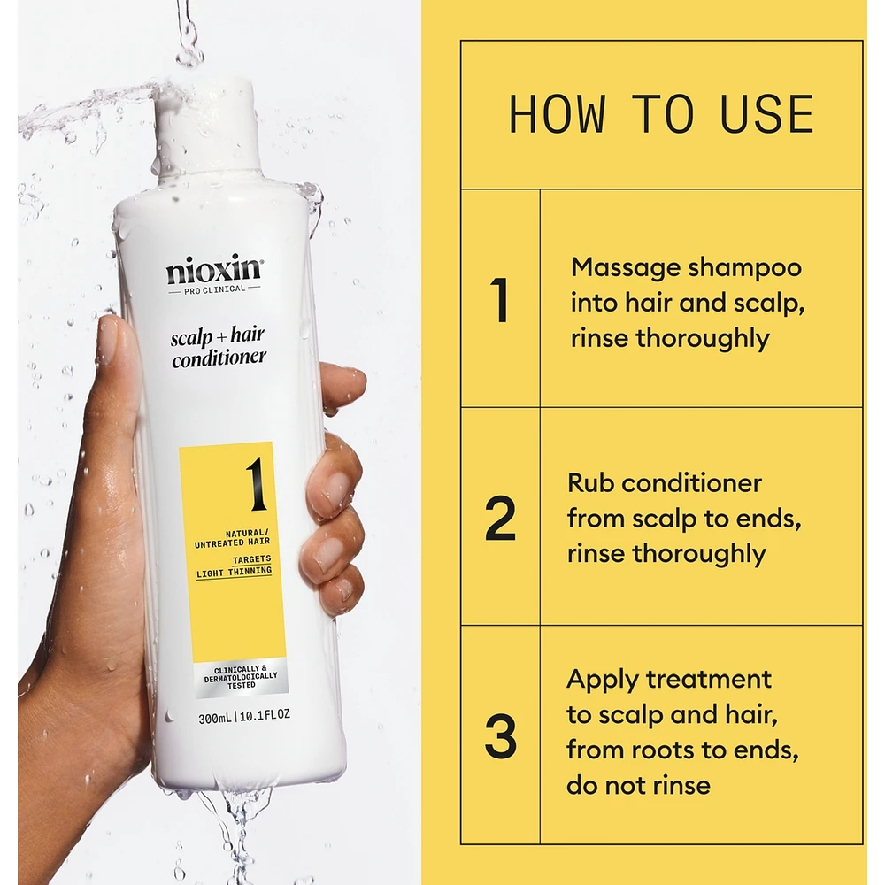 Revitalisant épaississant pour le cuir chevelu et les cheveux Système 1 de Nioxin – naturels clairsemés, 500 mL