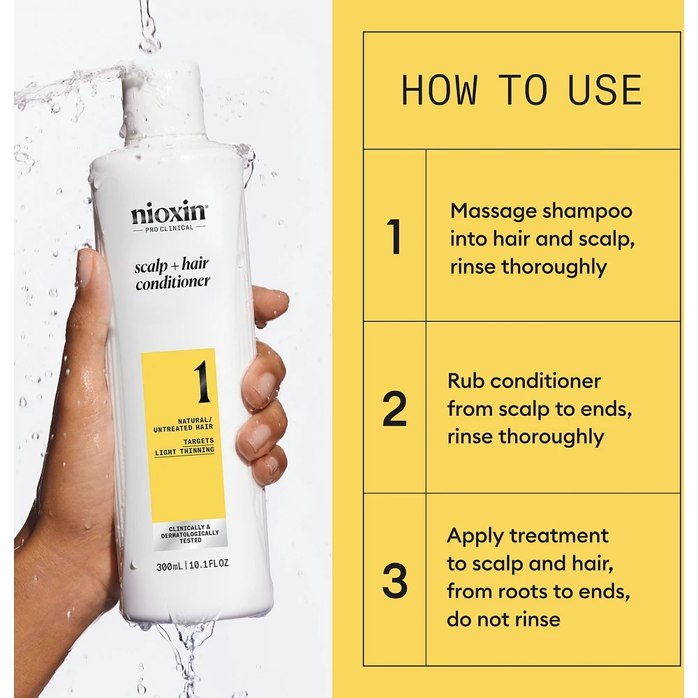 Revitalisant épaississant pour le cuir chevelu et les cheveux Système 1 de Nioxin – naturels clairsemés, 500 mL