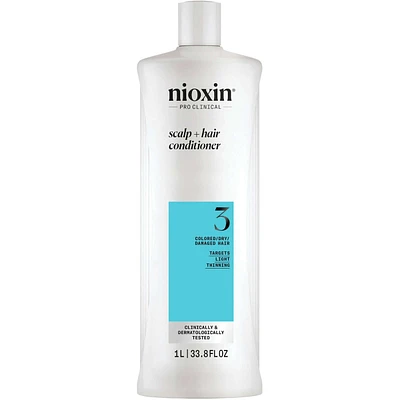 Revitalisant épaississant pour le cuir chevelu et les cheveux Système 3 de Nioxin – colorés ou secs, endommagés légèrement clairsemés, 500 mL