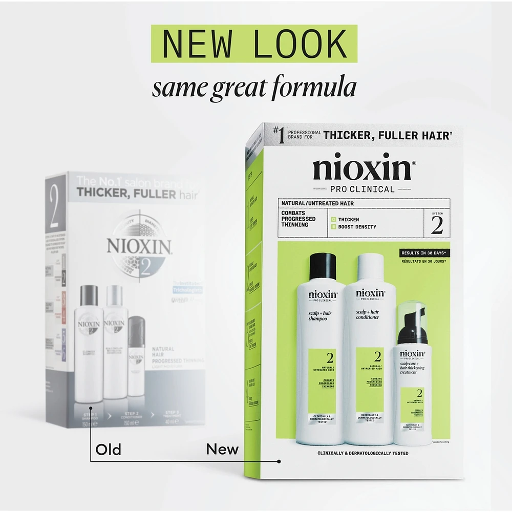 Soin épaississant pour cuir chevelu et cheveux Système 2 de Nioxin - pour les cheveux naturels et très clairsemés - Comprend un shampooing mL