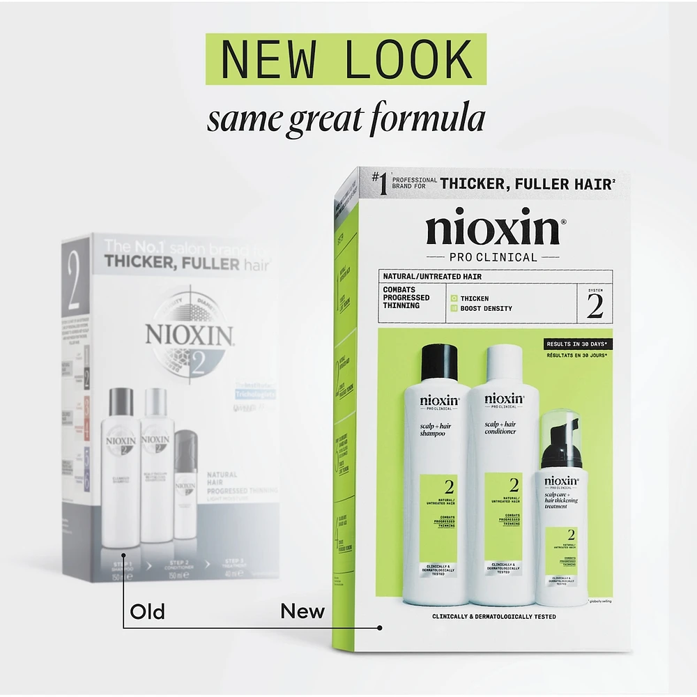 Soin épaississant pour cuir chevelu et cheveux Système 2 de Nioxin - pour les cheveux naturels et très clairsemés - Comprend un shampooing mL