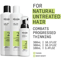 Soin épaississant pour cuir chevelu et cheveux Système 2 de Nioxin - pour les cheveux naturels et très clairsemés - Comprend un shampooing mL