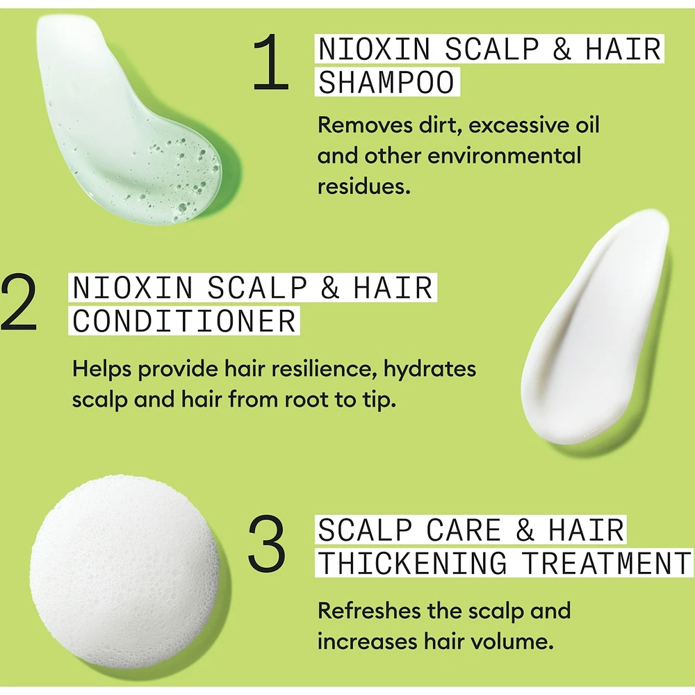 Soin épaississant pour cuir chevelu et cheveux Système 2 de Nioxin - pour les cheveux naturels et très clairsemés - Comprend un shampooing mL