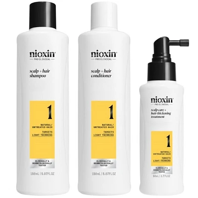Soin épaississant pour cuir chevelu et cheveux Système 1 de Nioxin - Soin épaississant pour cheveux naturels légèrement clairsemés - Comprend un shampooing mL