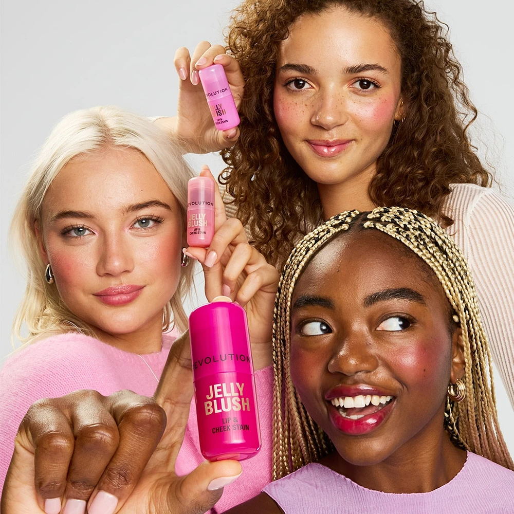 Revolution Jelly Blush Stick Lip And Cheek Stain Strawberry Pink
