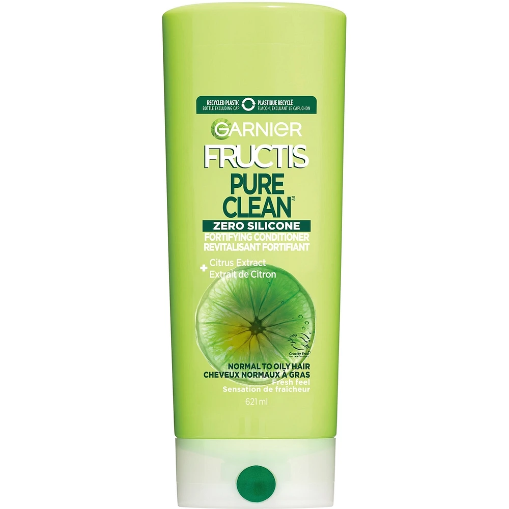 Garnier Fructis Pure Clean Zero Silicone revitalisant fortifiant pour cheveux normaux à gras, avec extrait de citron