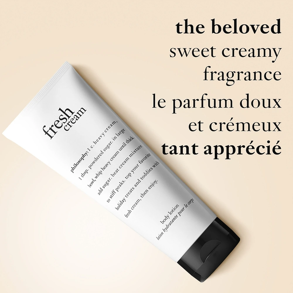 fresh cream body lotion for women, lightweight, conditioning & moisturizing
