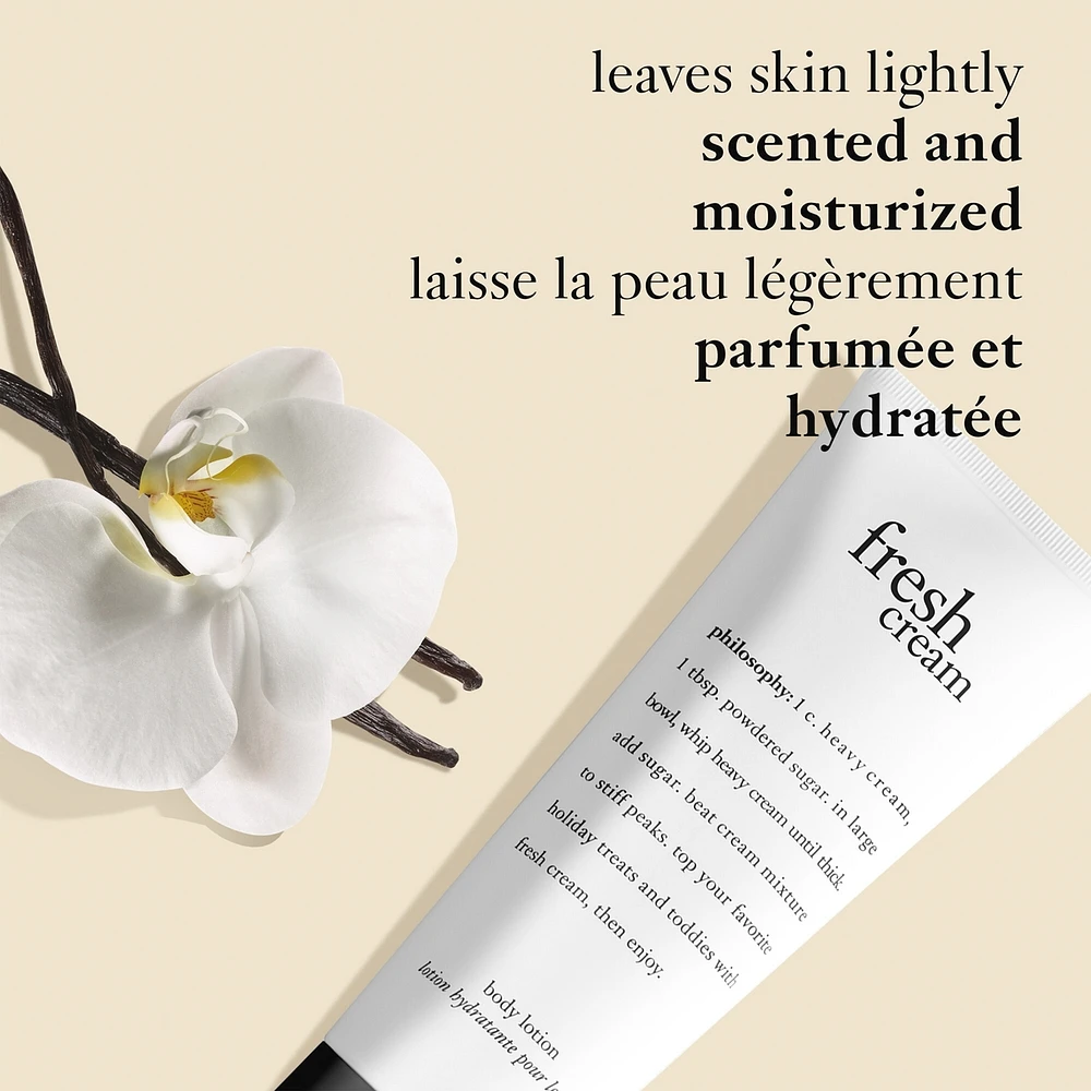 fresh cream body lotion for women, lightweight, conditioning & moisturizing