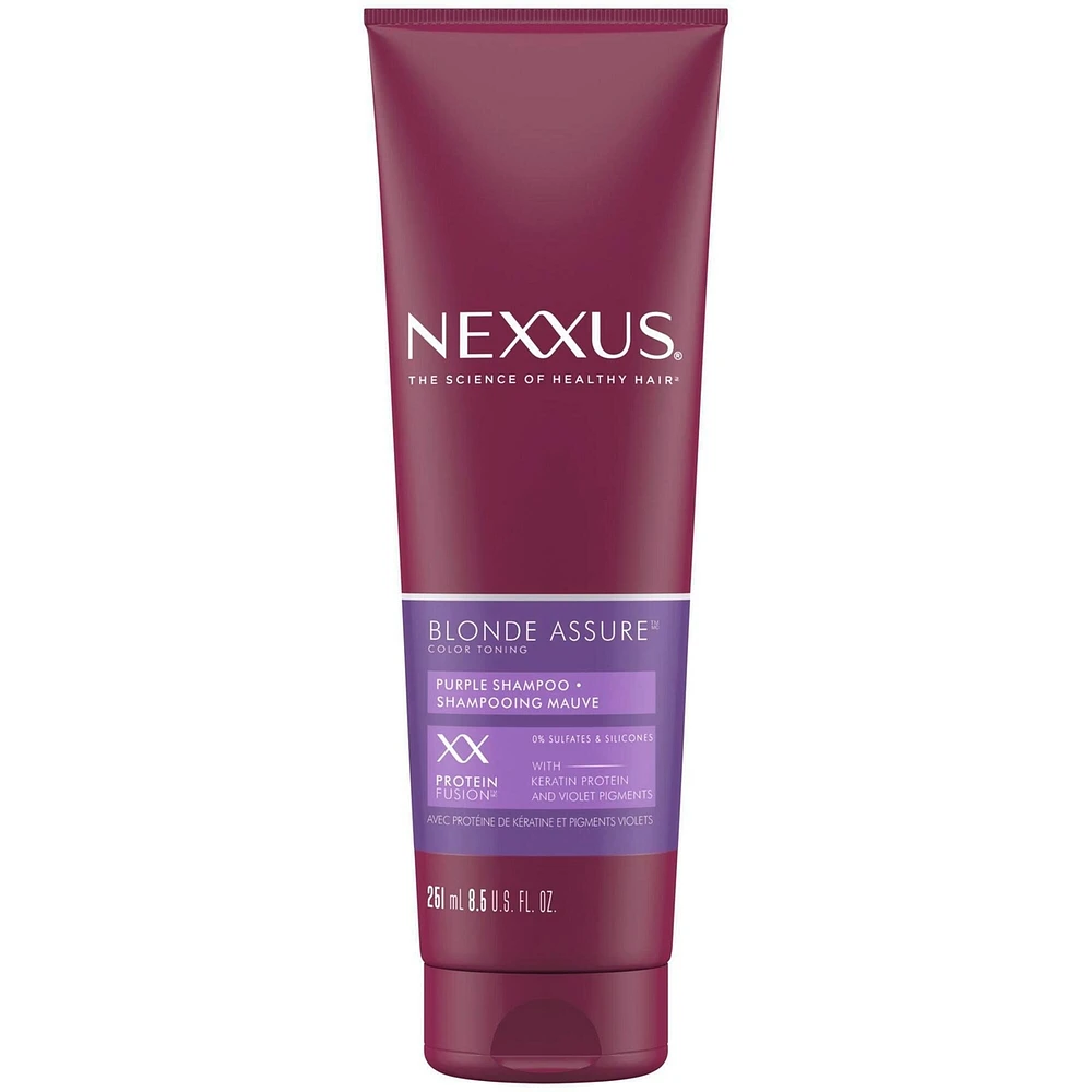 Nexxus  Purple Shampoo, hair care for colour treated Blonde or Silver hair Blonde Assure, Colour Toning - NO brassy yellow tones 251ML