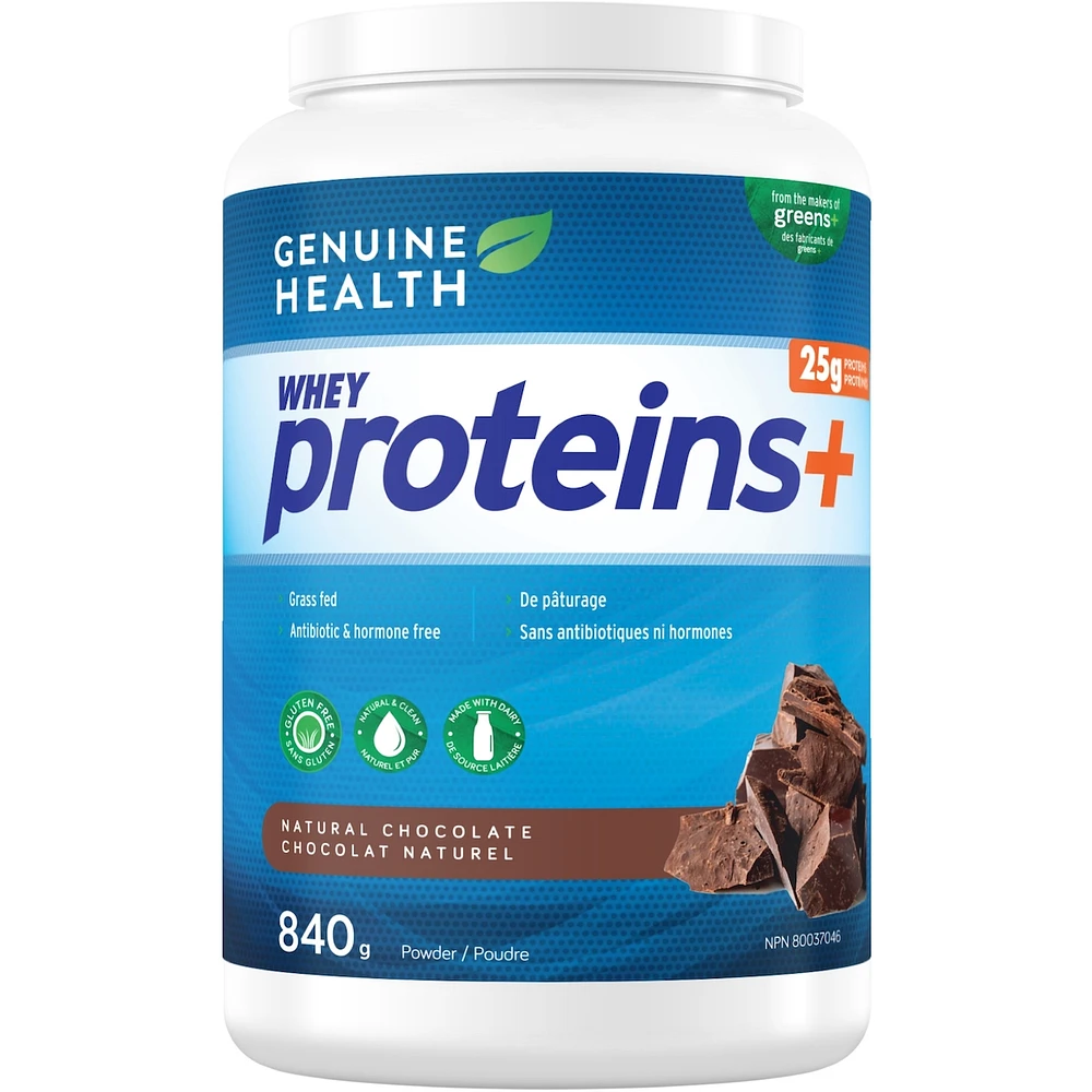whey proteins+, chocolat naturel, poudre de protéines