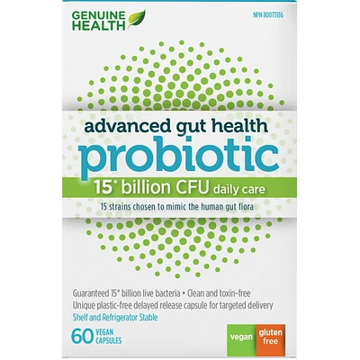santé intestinale évoluée probiotique de Genuine Health, milliards d'UFC