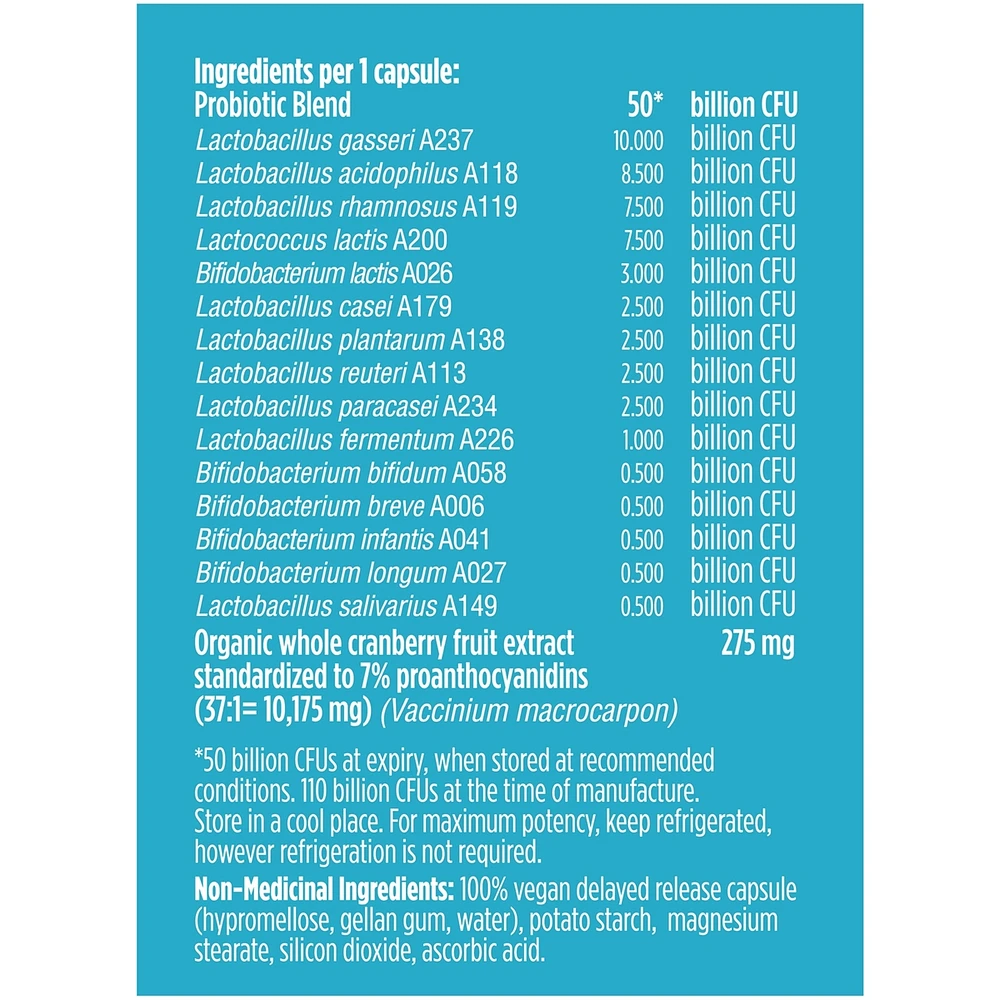 Advanced Gut Health Probiotics for Women UTI 50 Billion CFU, 15 Diverse Strains