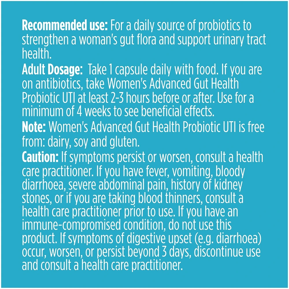 Advanced Gut Health Probiotics for Women UTI 50 Billion CFU, 15 Diverse Strains