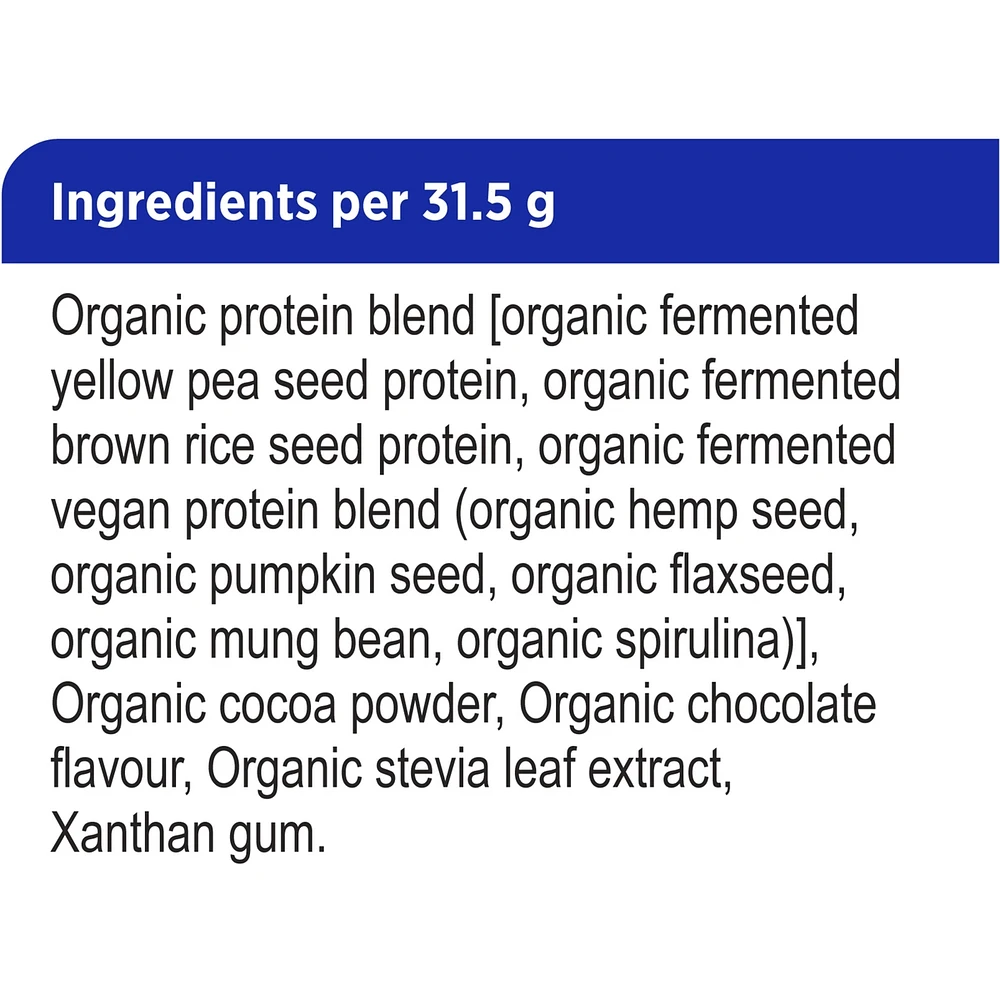 Fermented Organic Vegan Proteins+, Natural Chocolate Protein Powder, 20g Protein