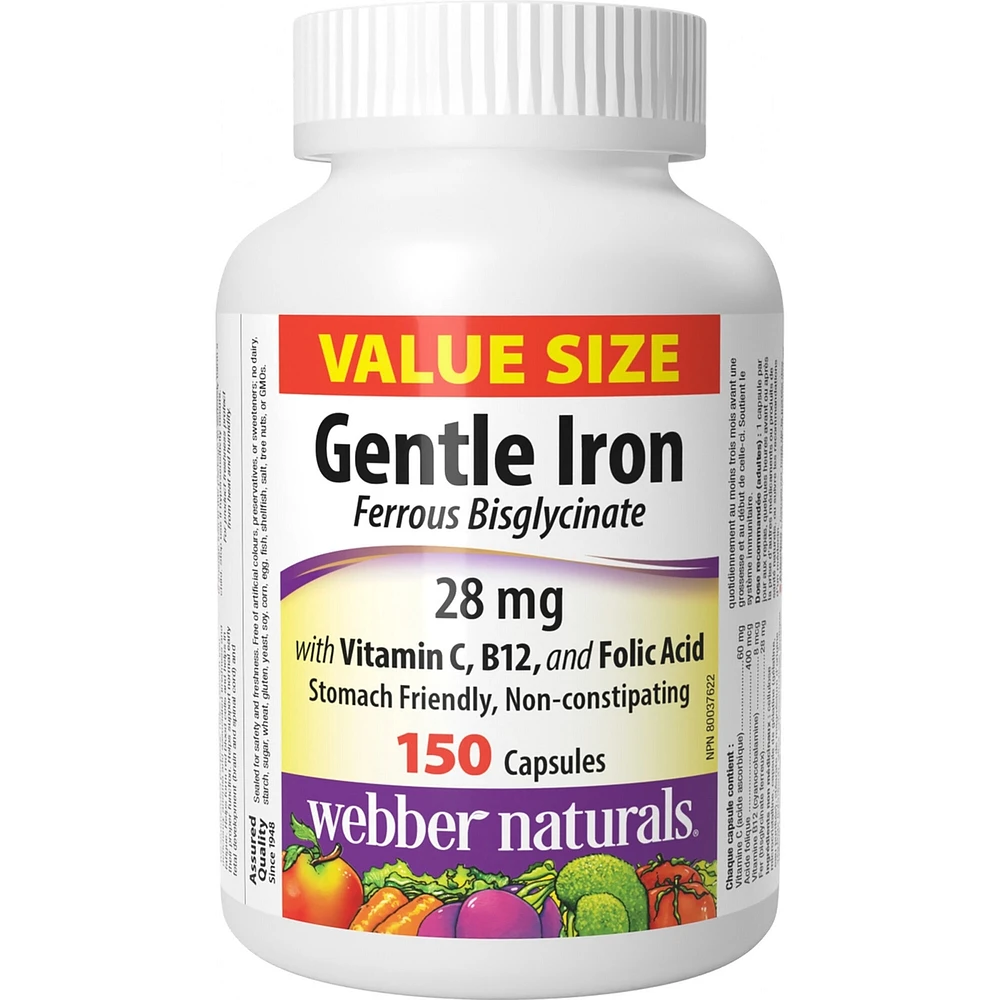 Fer doux avec vitamine C, B12 et acide folique 28 mg