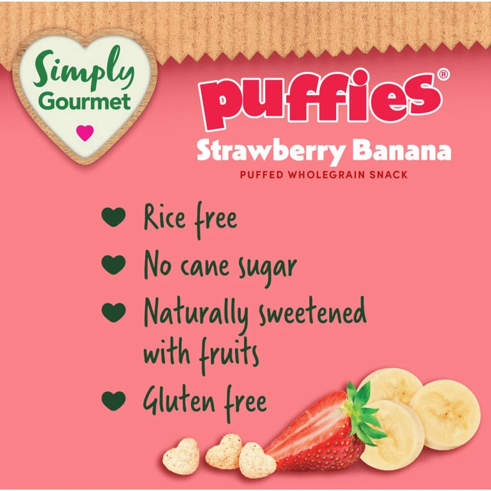 Collation pour bébé Simply Gourmet Puffies Fraise Banane
