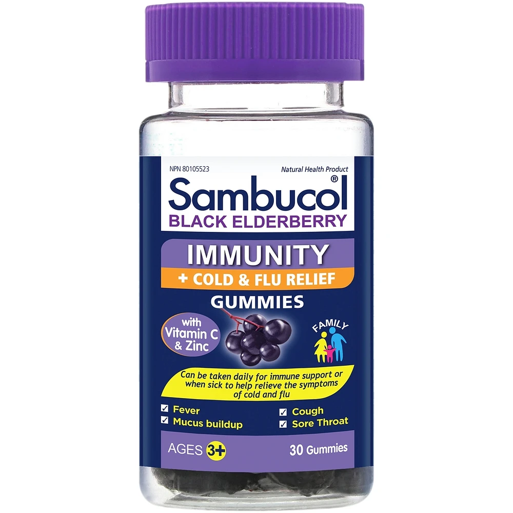 Sambucol Black Sureau Immunité + Gélifiés Soulagement Du Rhume Et De La Grippe
