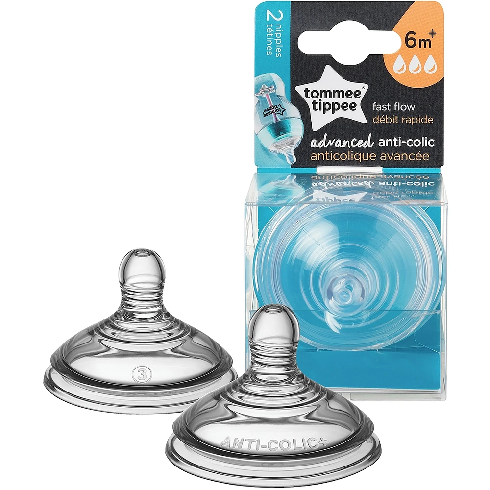 Tétine Anti-Coliques Avancée de Tommee Tippee Débit Rapide, Paq. De 2.