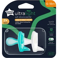 Sucette Ultra-Legere en Silicone, 6-18 Mois, Lot de 2, Sans BPA