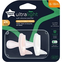 Sucette Ultra-Legere en Silicone, 6-18 Mois, Lot de 2, Sans BPA