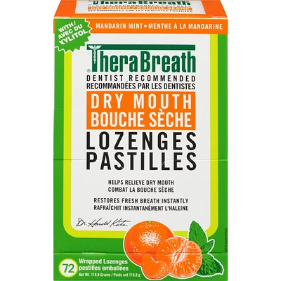 TheraBreath Bouche Sèche Pastilles Menthe à la Mandarine 72 Pastilles Emballées