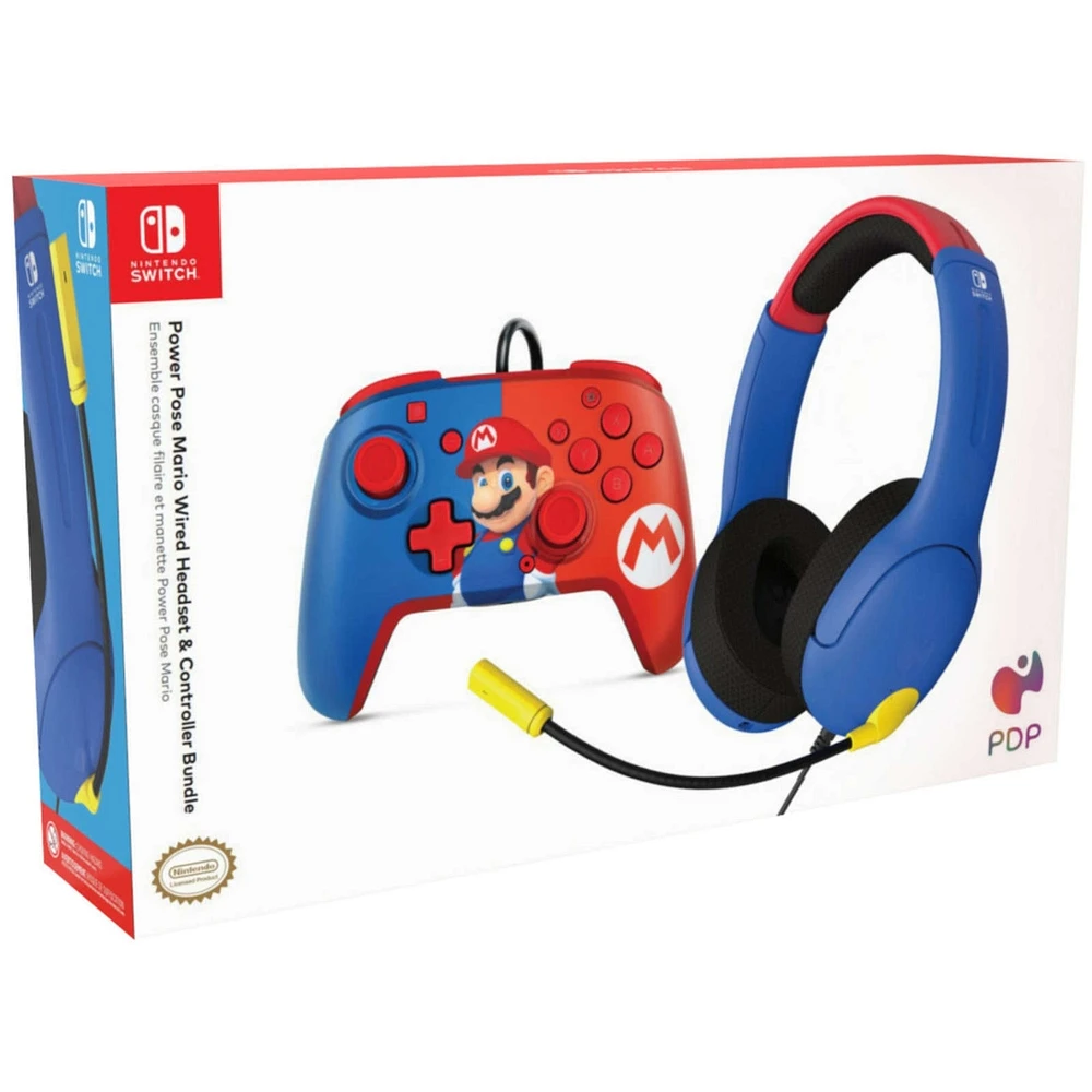 Nintendo Switch Official Super Mario Bundle (casque + manette), construction respirante et légère pour de longues sessions de jeu
