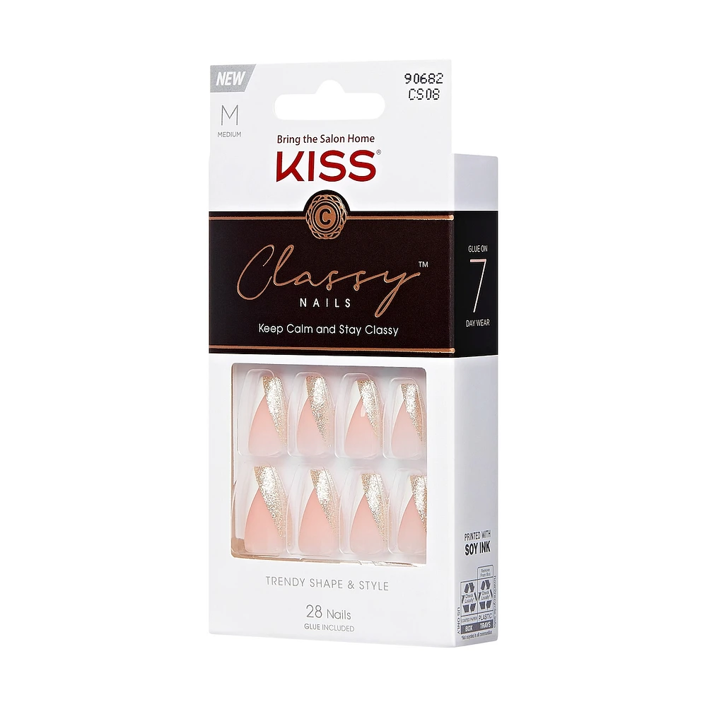 Kiss Classy Ready-To-Wear Fake Nails, 28 Count – ‘Dashing’
