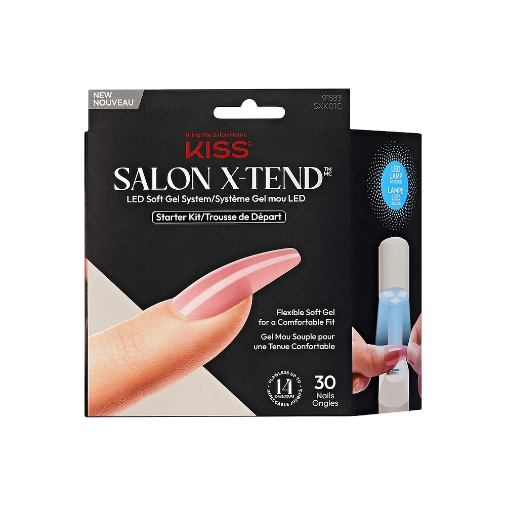 Kiss Salon X-Tend  Press-On Nails, Medium Length, Coffin Shape, 30 Count