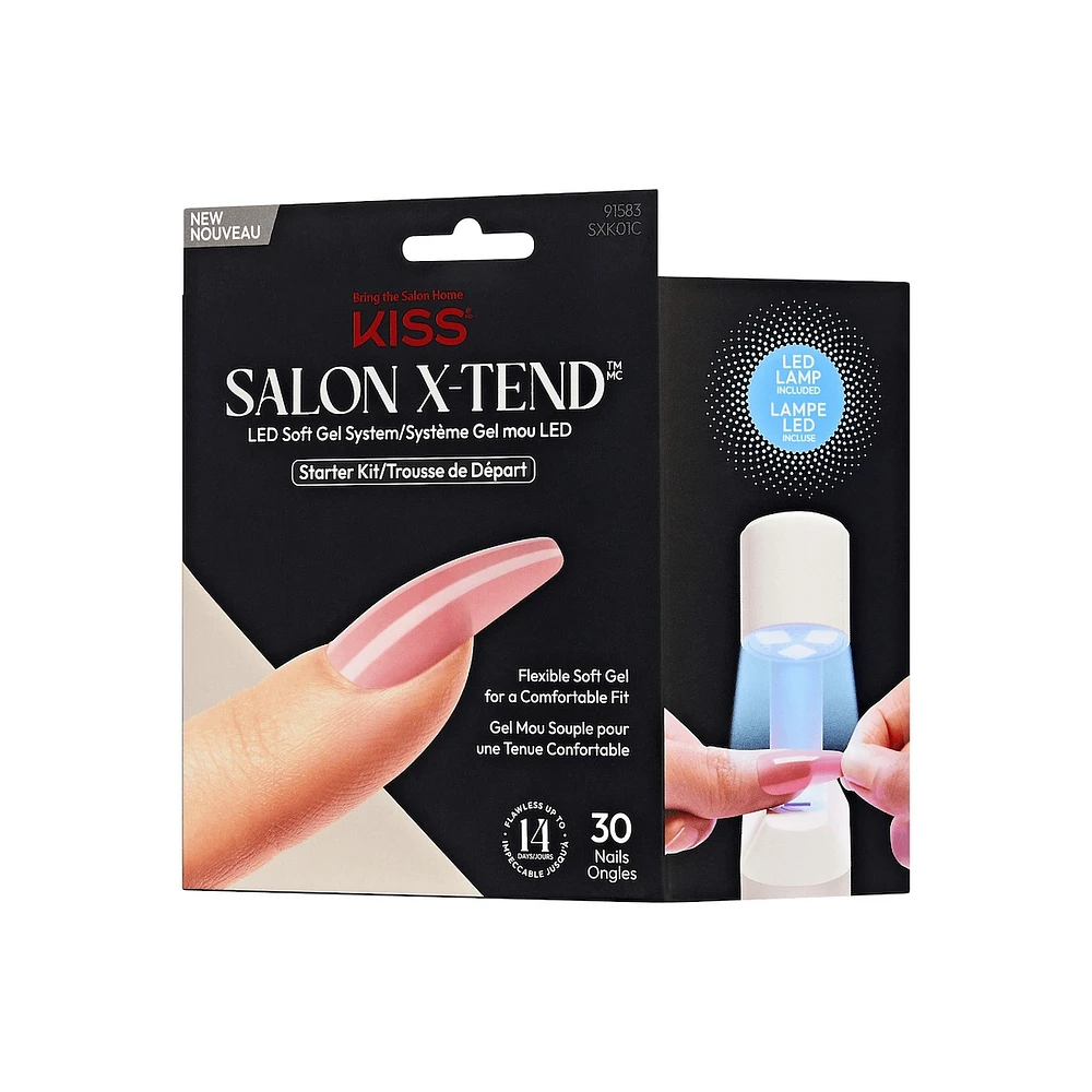 Kiss Salon X-Tend Press-On Nails, Medium Length, Coffin Shape, 30 Count