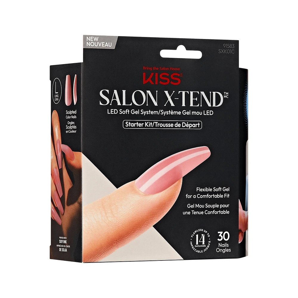 Kiss Salon X-Tend Press-On Nails, Medium Length, Coffin Shape, 30 Count