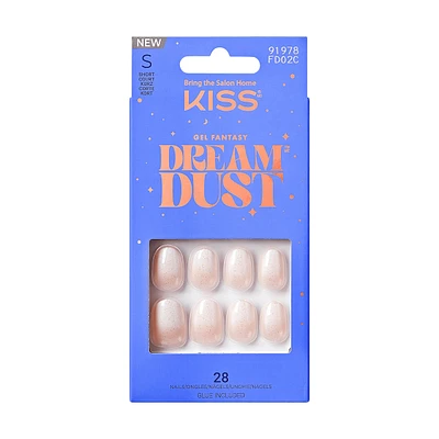 Kiss Gel Fantasy Dreamdust Press-On Nails, "Mood Dust", White, Short Coffin, 31 Count