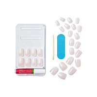 Kiss Gel Fantasy Dreamdust Press-On Nails, "Mood Dust", White, Short Coffin, 31 Count
