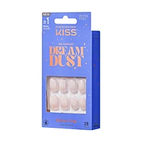 Kiss Gel Fantasy Dreamdust Press-On Nails, "Mood Dust", White, Short Coffin, 31 Count