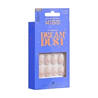 Kiss Gel Fantasy Dreamdust Press-On Nails, "Mood Dust", White, Short Coffin, 31 Count