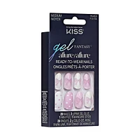Kiss Gel Fantasy Allure, Fake Nails, Moon Beat, Beige, Coffin, Medium, 30 Count