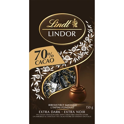 Lindt LINDOR 70% Cacao Dark Chocolate Truffles Bag 150g