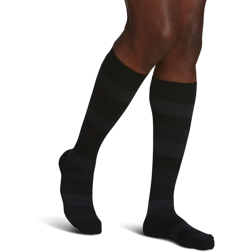 Microfibre à motifs, bas de compression, homme, rayures onyx